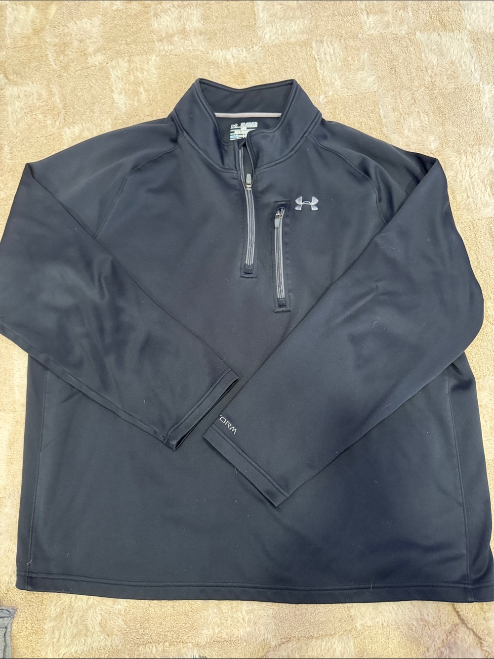 Under Armour Black Men's 1/4 Zip Performance Pullover Sweatshirt 3XL Loose